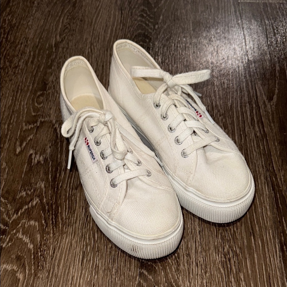 Superga Off-White Lace-Up Sneakers